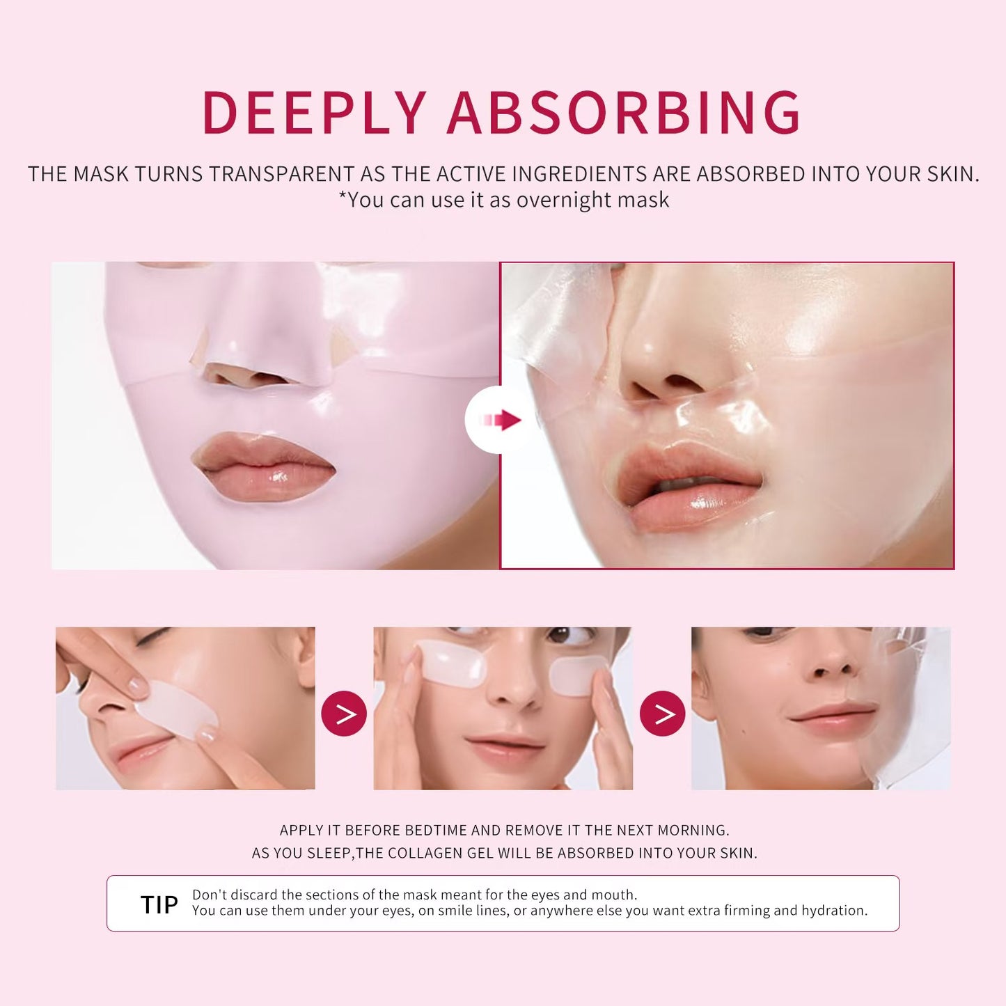 SOOVVY PDRN Pink Collagen Jelly Gel Mask，28g, 4ea