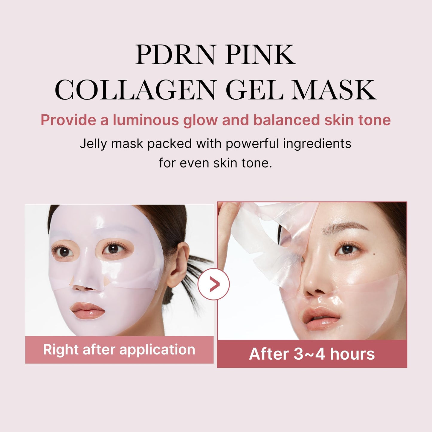 SOOVVY PDRN Pink Collagen Jelly Gel Mask，28g, 4ea